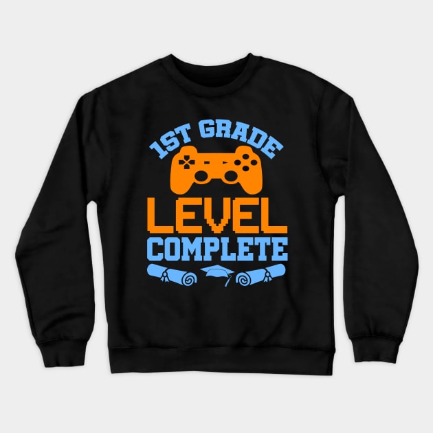 1st Grade Level Complete Video Gamer T-Shirt Graduation Gift Crewneck Sweatshirt by celeryprint